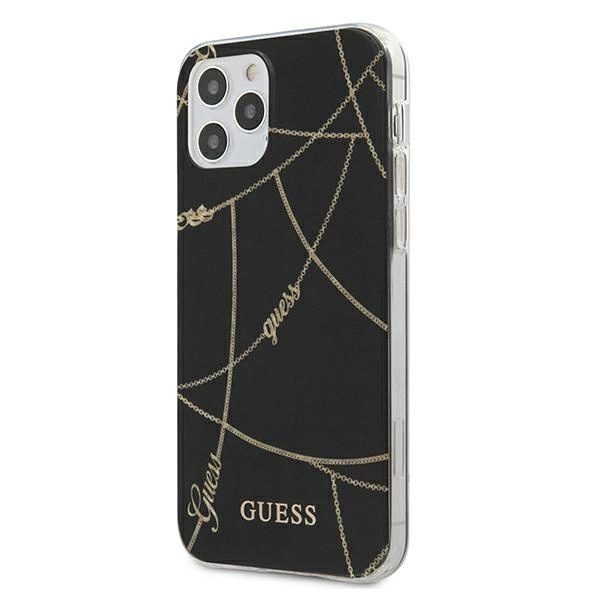 Guess Gold Chain Collection iPhone 12 Pro Max 6.7" Case - Blackeng