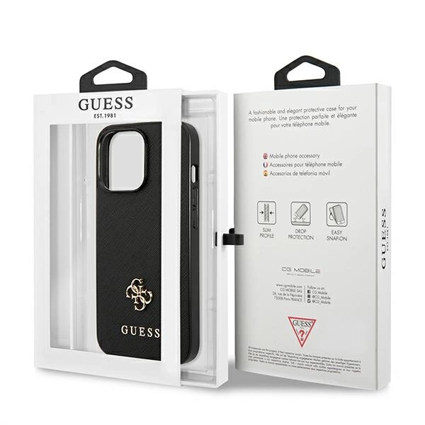 Guess Saffiano 4G Small Metal Logo case for iPhone 13 Pro / 13 6.1" - blackeng
