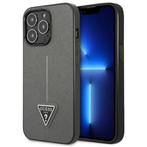 Guess Saffiano Triangle Logo case for iPhone 13 Pro / 13 6.1" - silvereng
