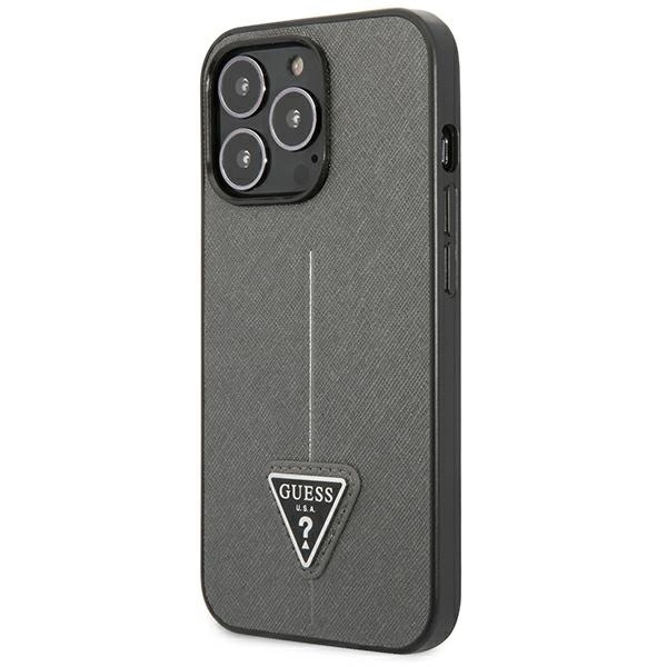 Guess Saffiano Triangle Logo case for iPhone 13 Pro / 13 6.1" - silvereng