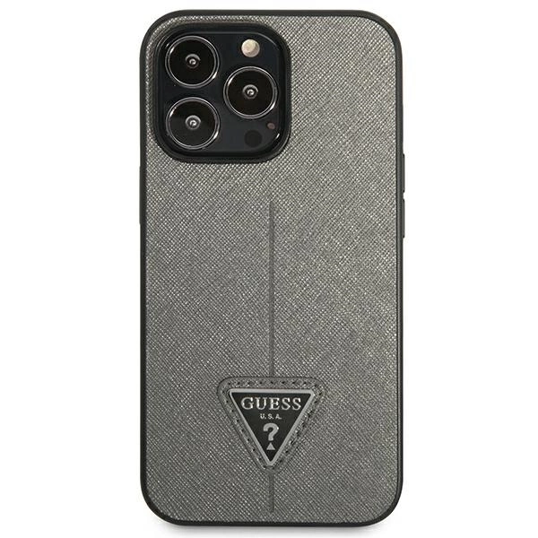 Guess Saffiano Triangle Logo case for iPhone 13 Pro / 13 6.1" - silvereng