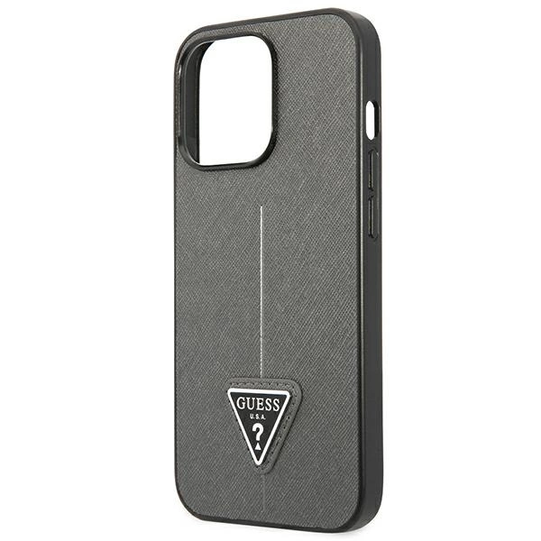 Guess Saffiano Triangle Logo case for iPhone 13 Pro / 13 6.1" - silvereng