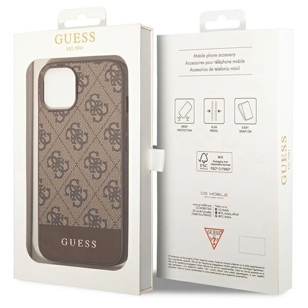 Guess 4G Stripe Collection Case for iPhone 14 Plus / 15 Plus 6.7" - Browneng