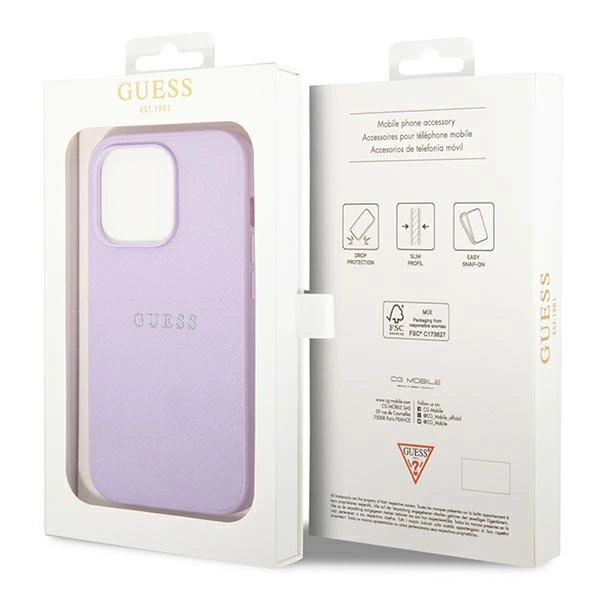 Guess Saffiano Strap Case for iPhone 14 Pro Max 6.7" - Purpleeng