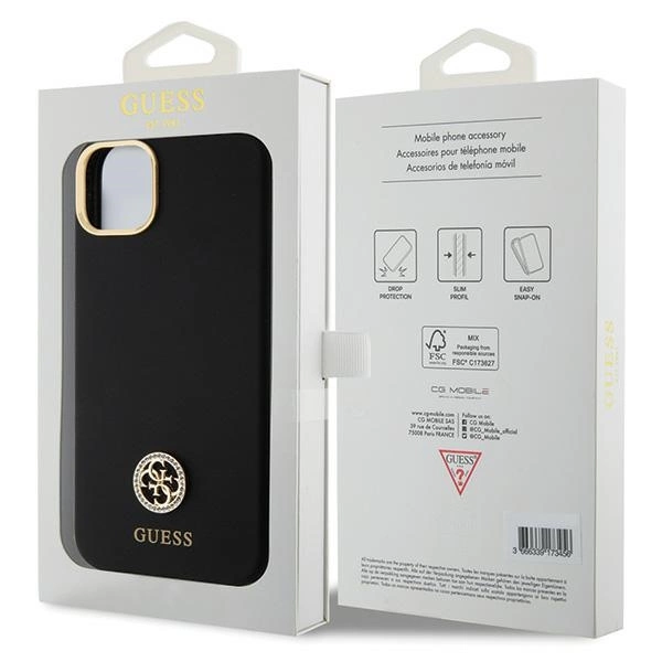 Guess Silicone Logo Strass 4G Case for iPhone 15 Plus / 14 Plus 6.7" - Blackeng