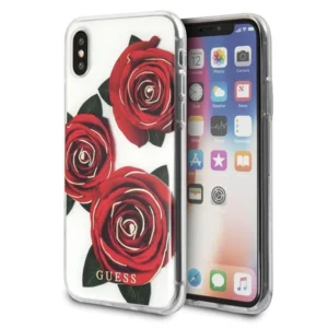 Guess Flower Desire Red Rose iPhone X Case - Transparenteng