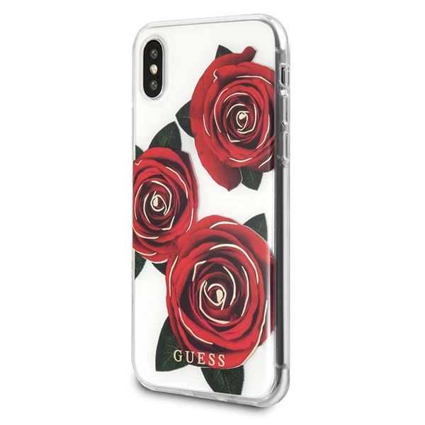Guess Flower Desire Red Rose iPhone X Case - Transparenteng