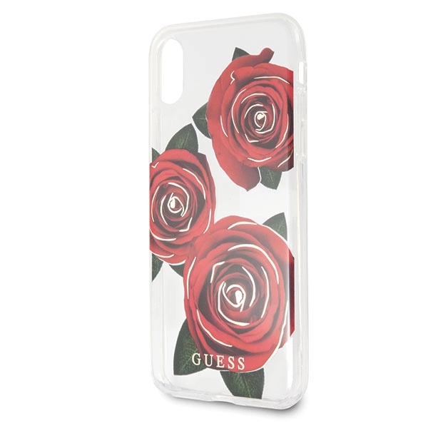 Guess Flower Desire Red Rose iPhone X Case - Transparenteng