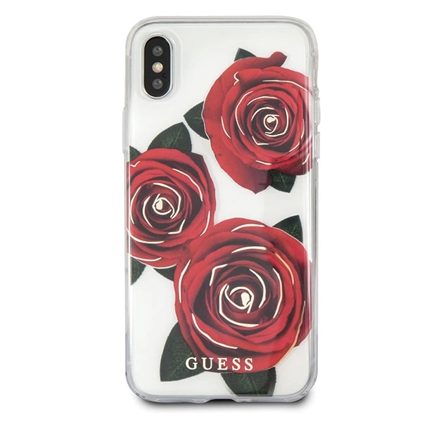 Guess Flower Desire Red Rose iPhone X Case - Transparenteng