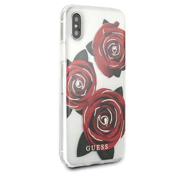 Guess Flower Desire Red Rose iPhone X Case - Transparenteng