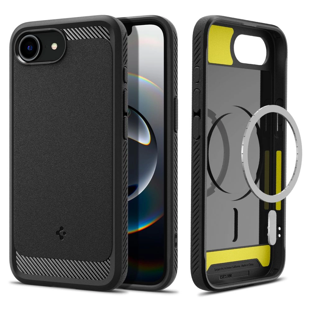 Spigen Rugged Armor MagSafe case for iPhone 16e - blackeng