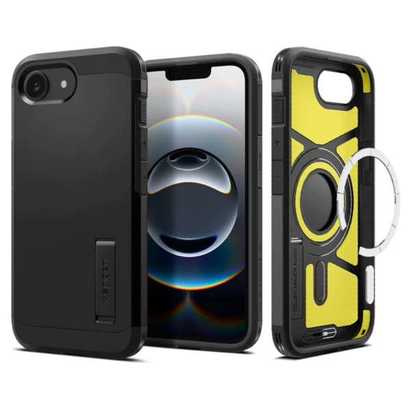 Spigen Tough Armor Case with MagSafe for iPhone 16e with Stand - Blackeng