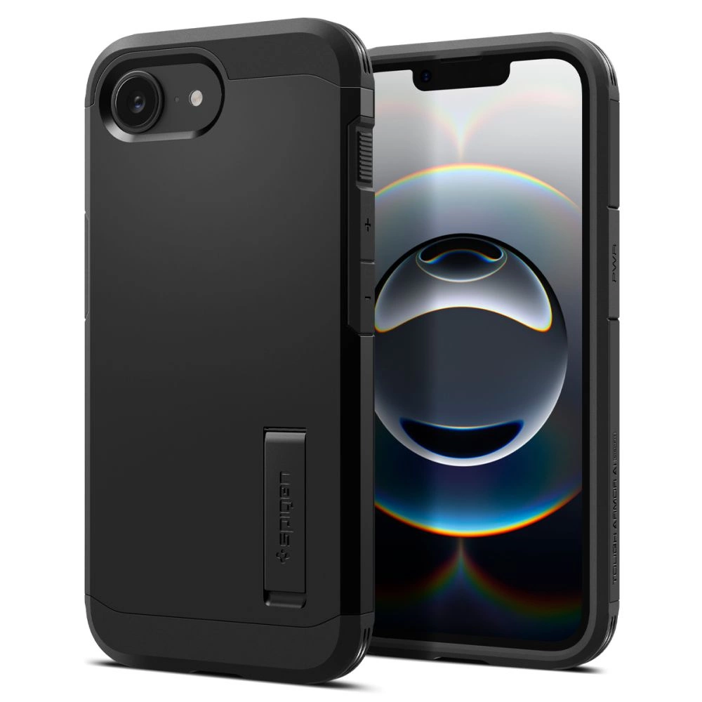 Spigen Tough Armor Case with MagSafe for iPhone 16e with Stand - Blackeng