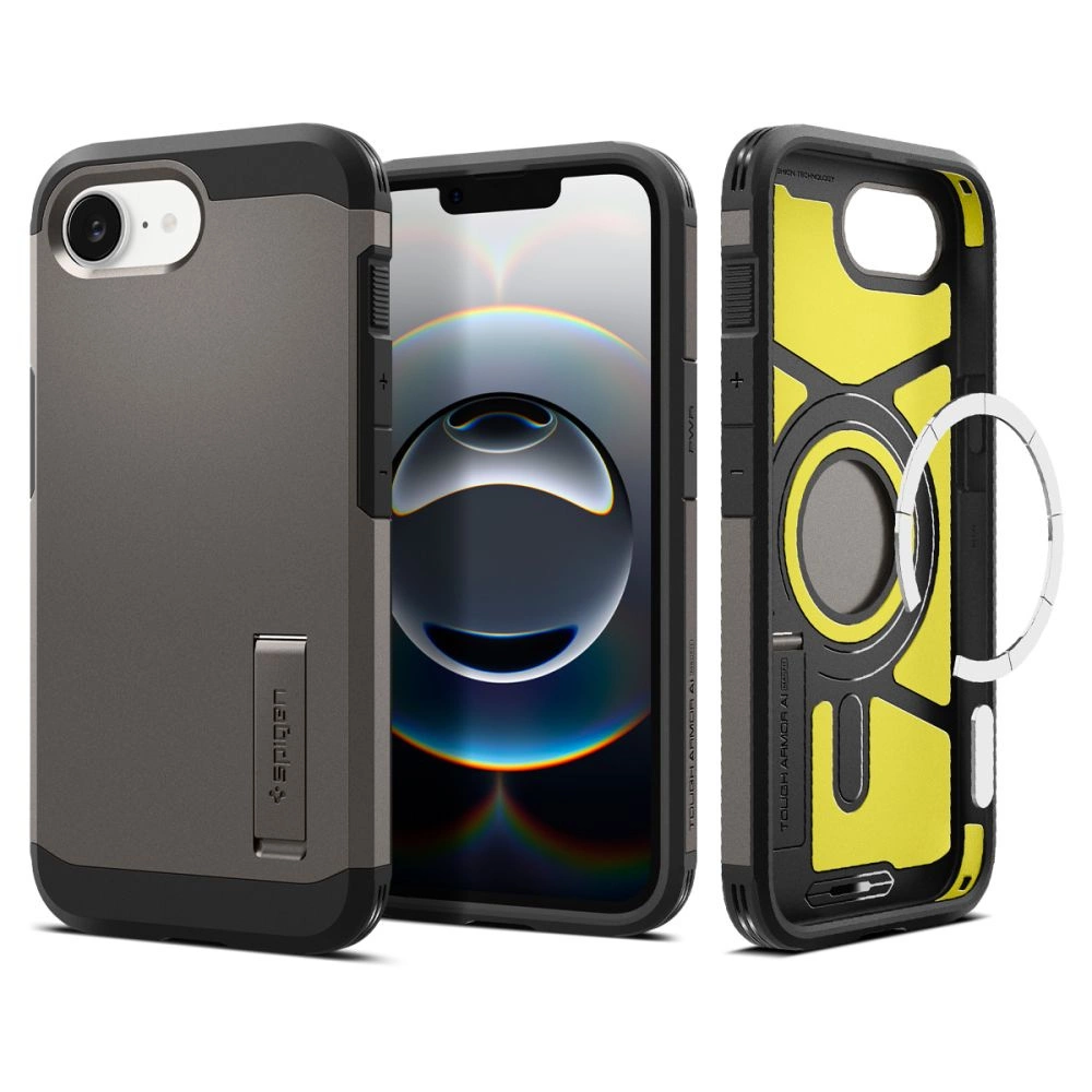 Spigen Tough Armor Case with MagSafe for iPhone 16e with Stand - Grayeng