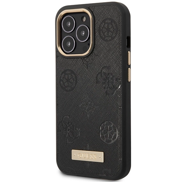 Guess Peony Logo Plate MagSafe Case for iPhone 14 Pro Max 6.7" - Blackeng