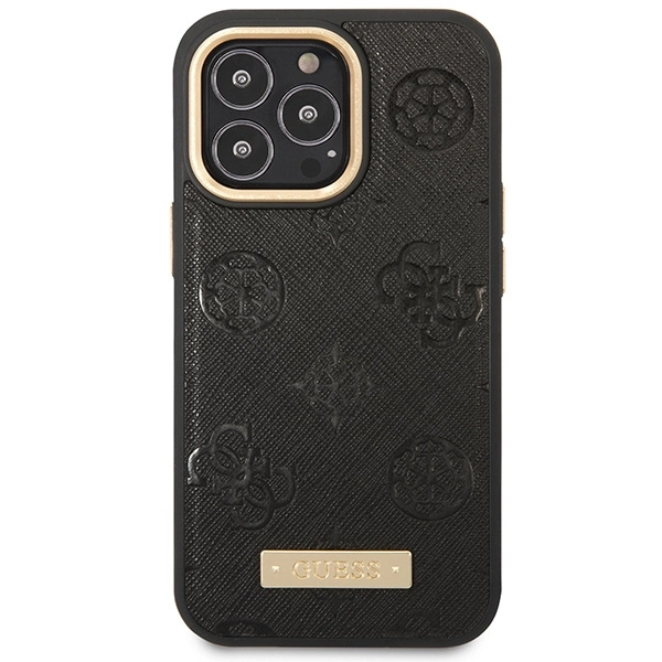 Guess Peony Logo Plate MagSafe Case for iPhone 14 Pro Max 6.7" - Blackeng