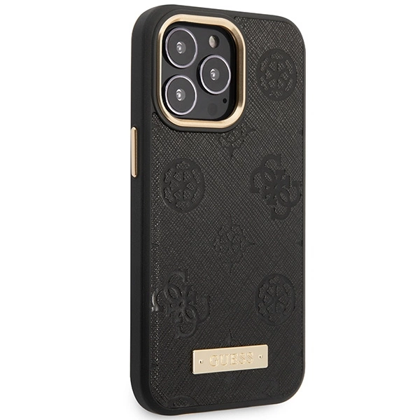 Guess Peony Logo Plate MagSafe Case for iPhone 14 Pro Max 6.7" - Blackeng