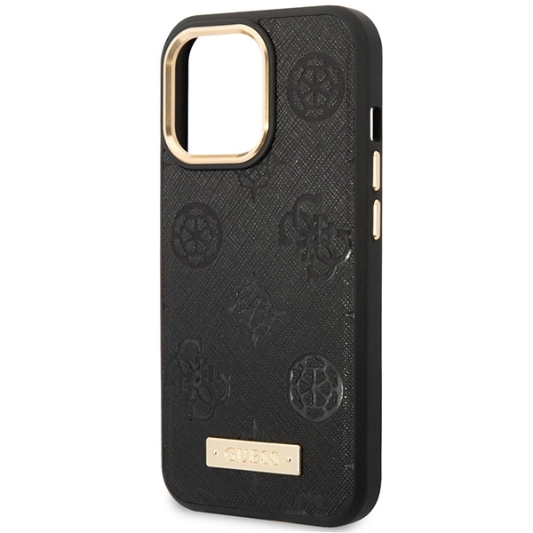 Guess Peony Logo Plate MagSafe Case for iPhone 14 Pro Max 6.7" - Blackeng