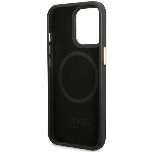 Guess Peony Logo Plate MagSafe Case for iPhone 14 Pro Max 6.7" - Blackeng