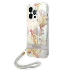 Guess Flower Strap iPhone 14 Pro 6.1" Case - Purpleeng