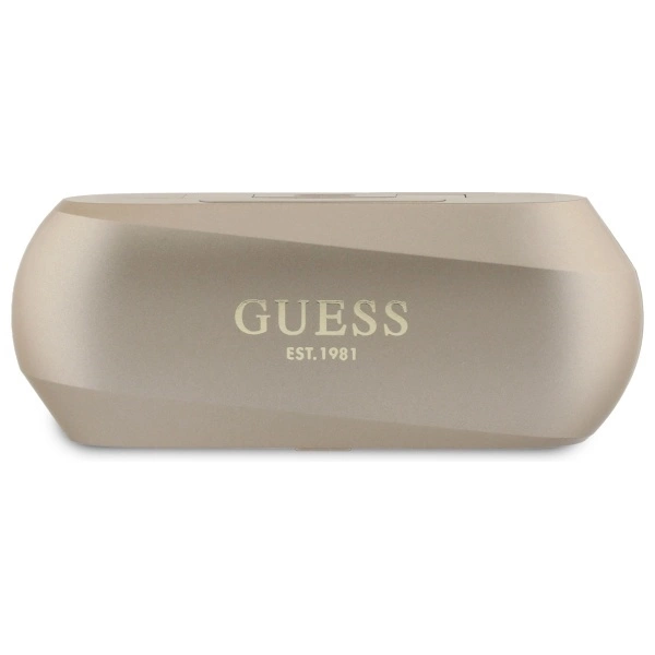 Guess Elongated Metalic Printed Logo Bluetooth TWS Headphones + Docking Station - Goldeng