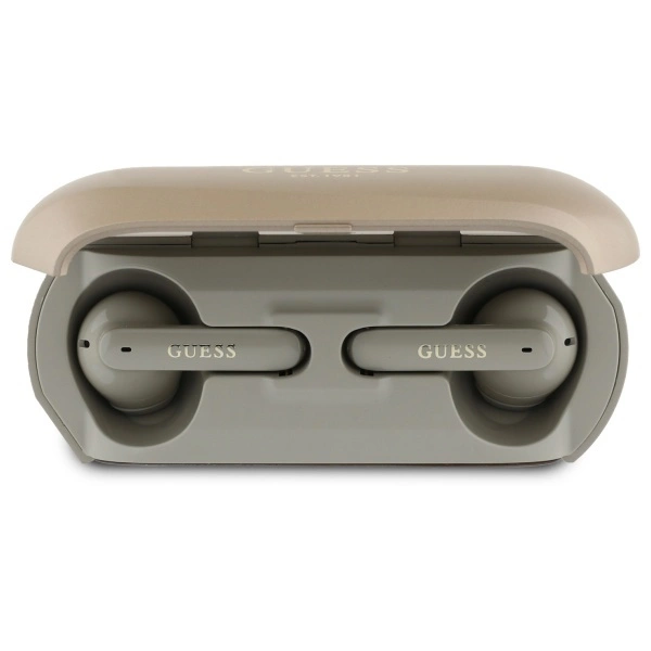 Guess Elongated Metalic Printed Logo Bluetooth TWS Headphones + Docking Station - Goldeng