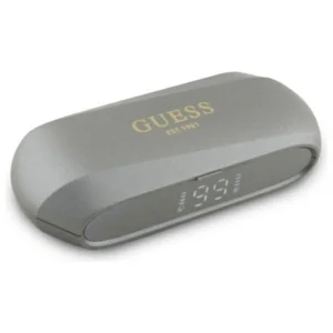 Guess Elongated Metalic Printed Logo Bluetooth TWS Headphones + Docking Station - Grayeng