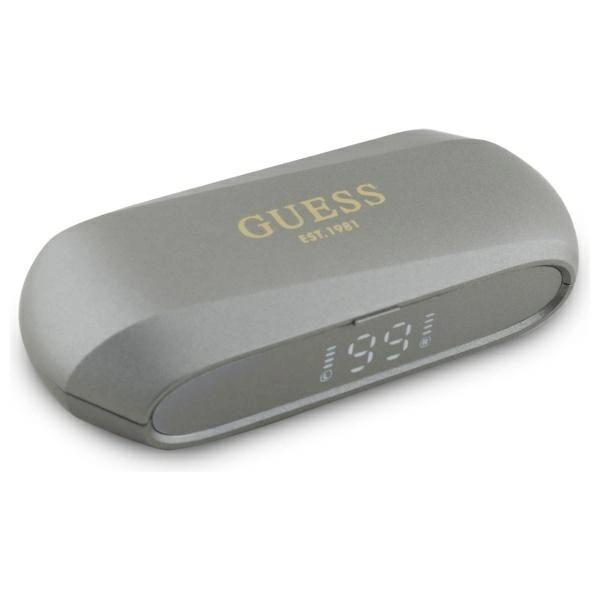 Guess Elongated Metalic Printed Logo Bluetooth TWS Headphones + Docking Station - Grayeng