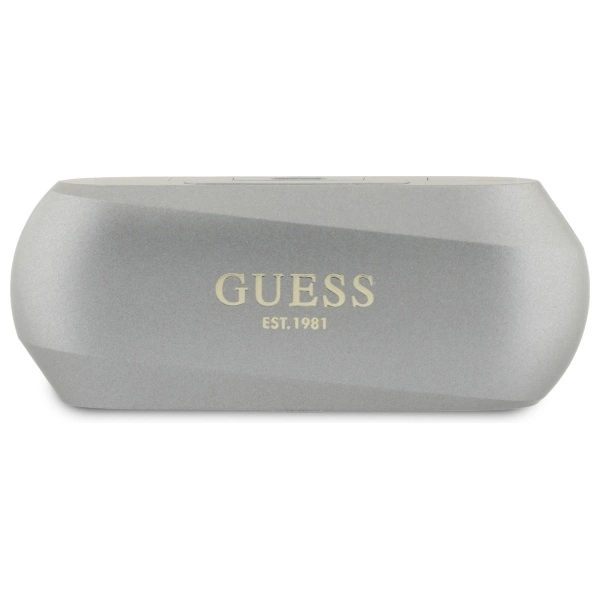 Guess Elongated Metalic Printed Logo Bluetooth TWS Headphones + Docking Station - Grayeng