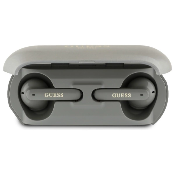 Guess Elongated Metalic Printed Logo Bluetooth TWS Headphones + Docking Station - Grayeng