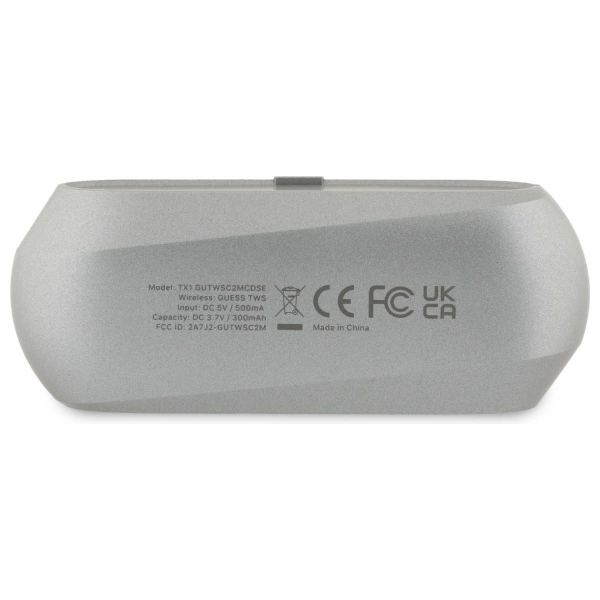 Guess Elongated Metalic Printed Logo Bluetooth TWS Headphones + Docking Station - Grayeng