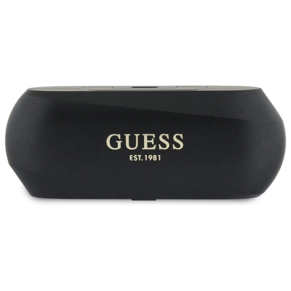 Guess Elongated Metallic Printed Logo Bluetooth TWS Headphones + Docking Station - Blackeng