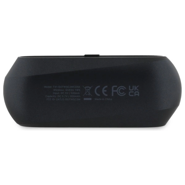 Guess Elongated Metallic Printed Logo Bluetooth TWS Headphones + Docking Station - Blackeng