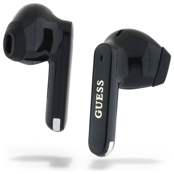 Guess Elongated Metallic Printed Logo Bluetooth TWS Headphones + Docking Station - Blackeng