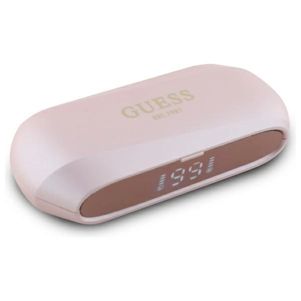 Guess Elongated Metalic Printed Logo Bluetooth TWS Headphones + Docking Station - Pinkeng