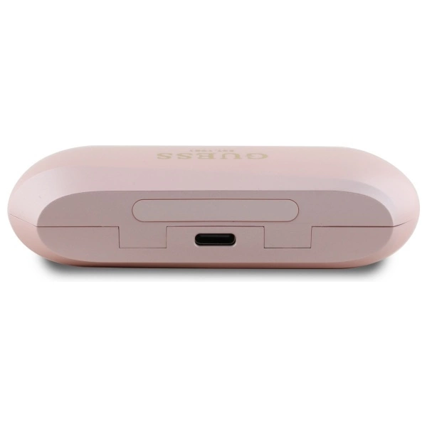 Guess Elongated Metalic Printed Logo Bluetooth TWS Headphones + Docking Station - Pinkeng
