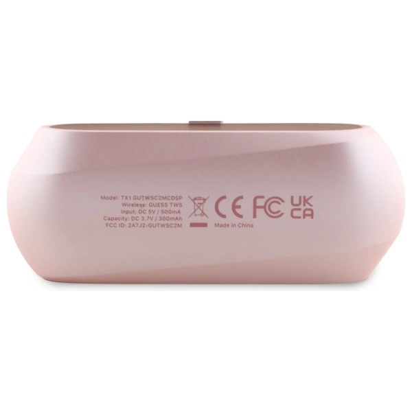 Guess Elongated Metalic Printed Logo Bluetooth TWS Headphones + Docking Station - Pinkeng