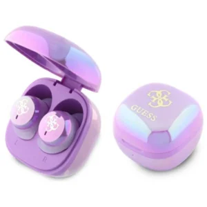 Guess 4G Printed Logo Bluetooth TWS Headphones + Docking Station - Purpleeng
