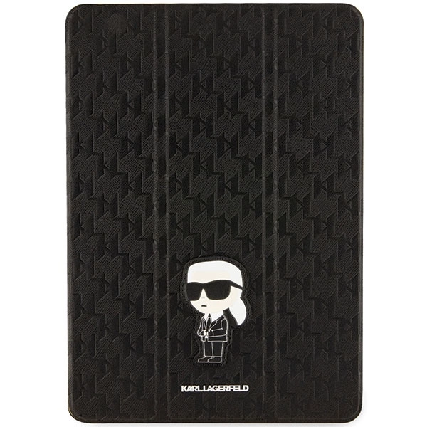 Karl Lagerfeld Saffiano Monogram Ikonik Case for iPad 10.2" 2019 (7th gen.) Folio Magnet Allover Cover - Blackeng