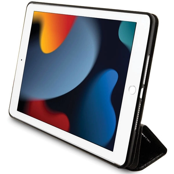 Karl Lagerfeld Saffiano Monogram Ikonik Case for iPad 10.2" 2019 (7th gen.) Folio Magnet Allover Cover - Blackeng