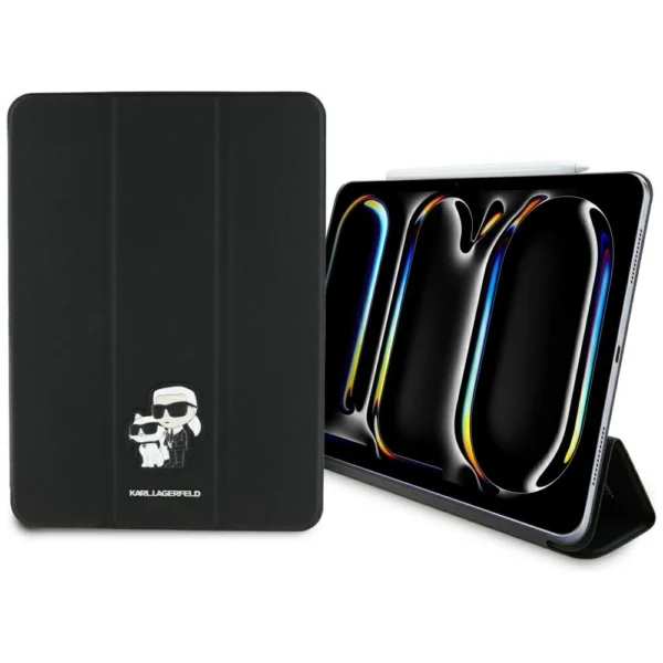 Karl Lagerfeld Saffiano Magnetic Karl & Choupette iPad Pro 11" 2024 Book Cover Case - Blackeng