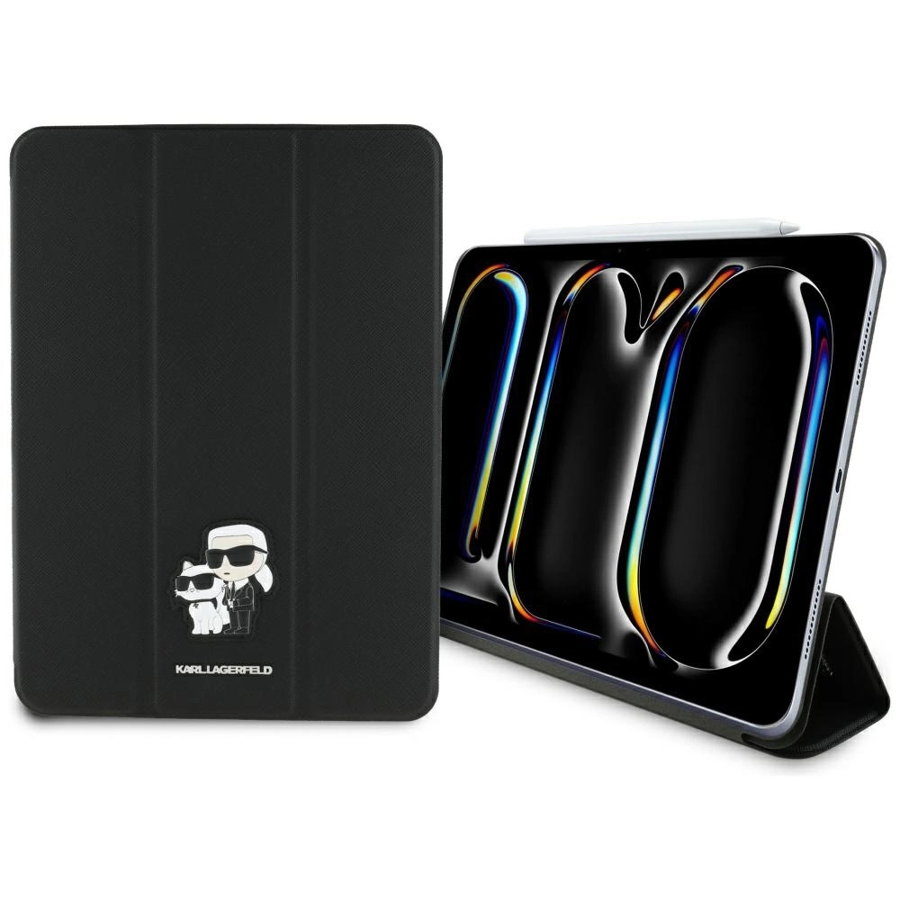 Karl Lagerfeld Saffiano Magnetic Karl & Choupette iPad Pro 11" 2024 Book Cover Case - Blackeng