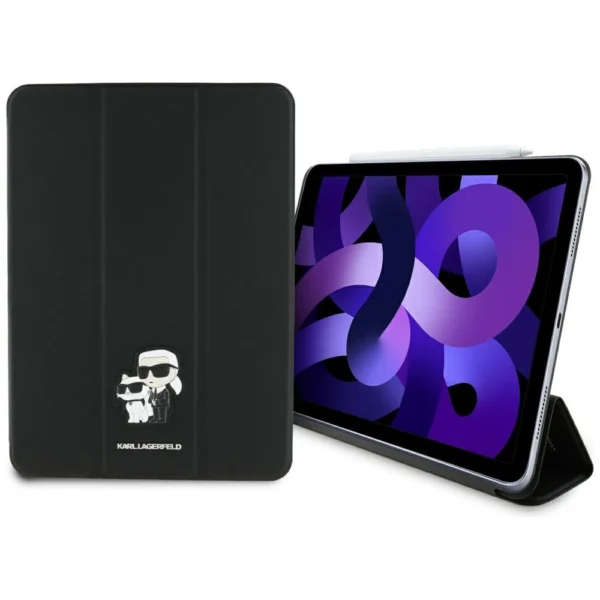 Karl Lagerfeld Saffiano Magnetic Karl & Choupette iPad Air 11" 2024 Book Cover Case - Blackeng