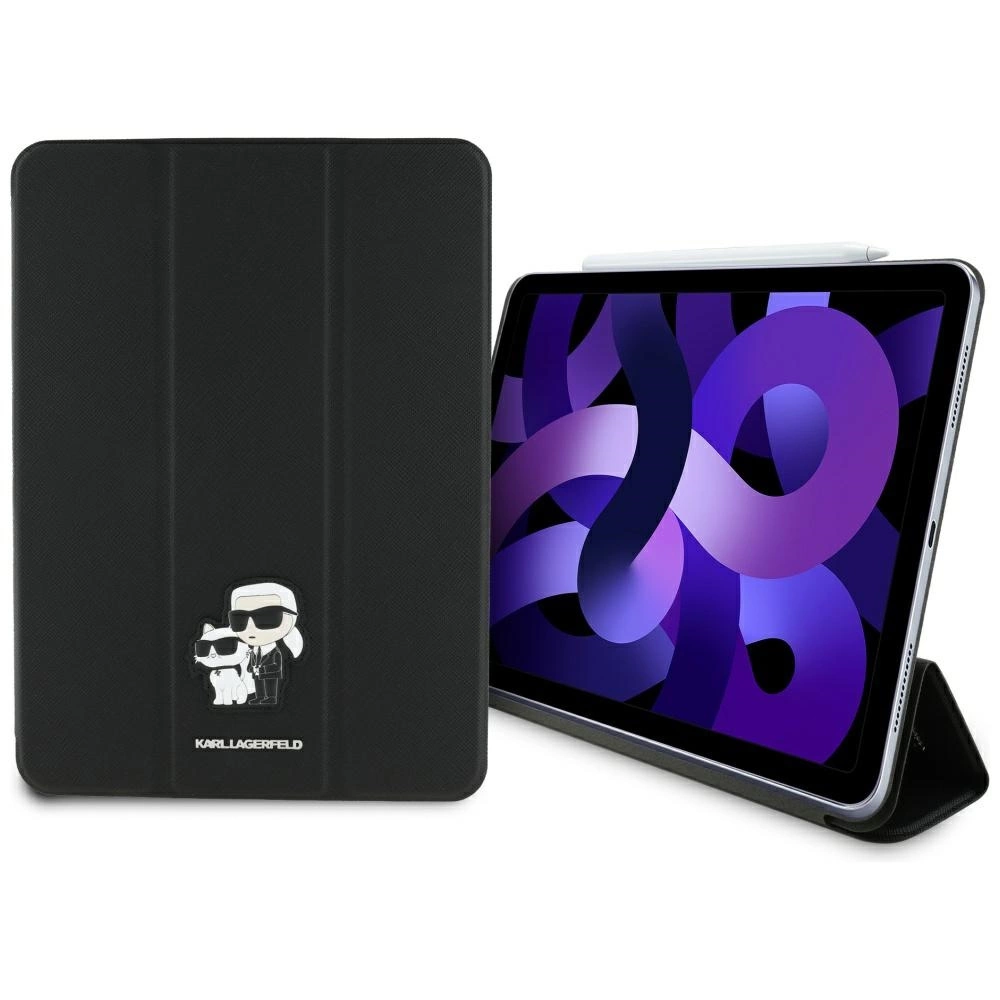 Karl Lagerfeld Saffiano Magnetic Karl & Choupette iPad Air 11" 2024 Book Cover Case - Blackeng