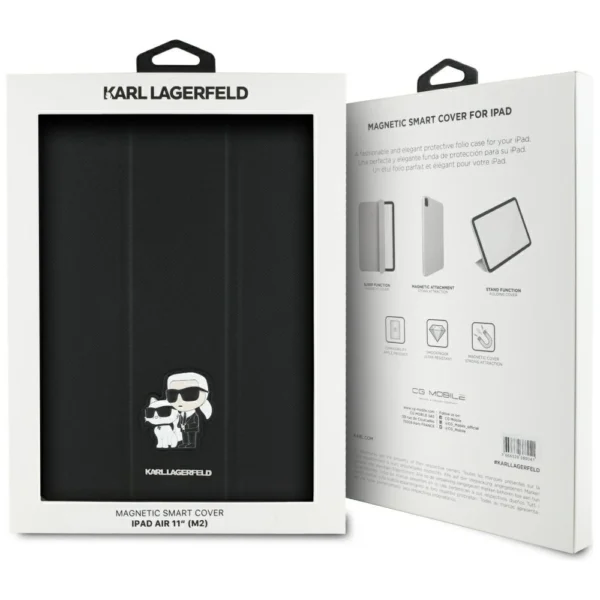 Karl Lagerfeld Saffiano Magnetic Karl & Choupette iPad Air 11" 2024 Book Cover Case - Blackeng