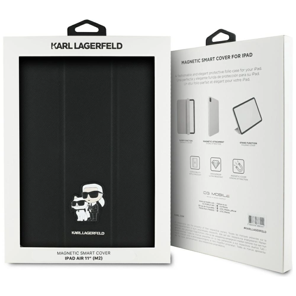 Karl Lagerfeld Saffiano Magnetic Karl & Choupette iPad Air 11" 2024 Book Cover Case - Blackeng