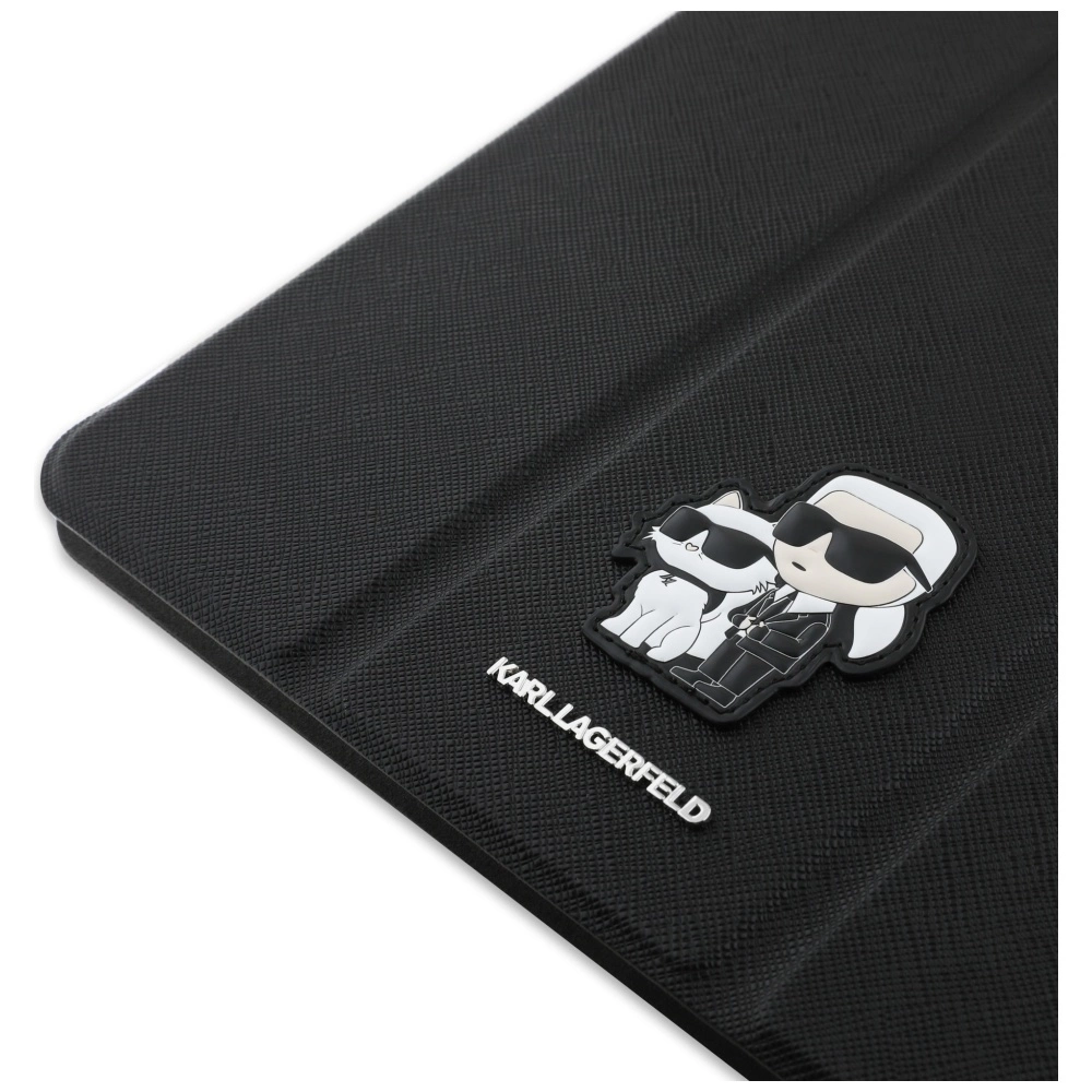 Karl Lagerfeld Saffiano Magnetic Karl & Choupette iPad Pro 13" 2024 Book Cover Case - Blackeng