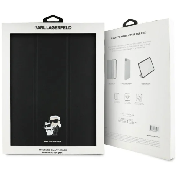 Karl Lagerfeld Saffiano Magnetic Karl & Choupette iPad Pro 13" 2024 Book Cover Case - Blackeng