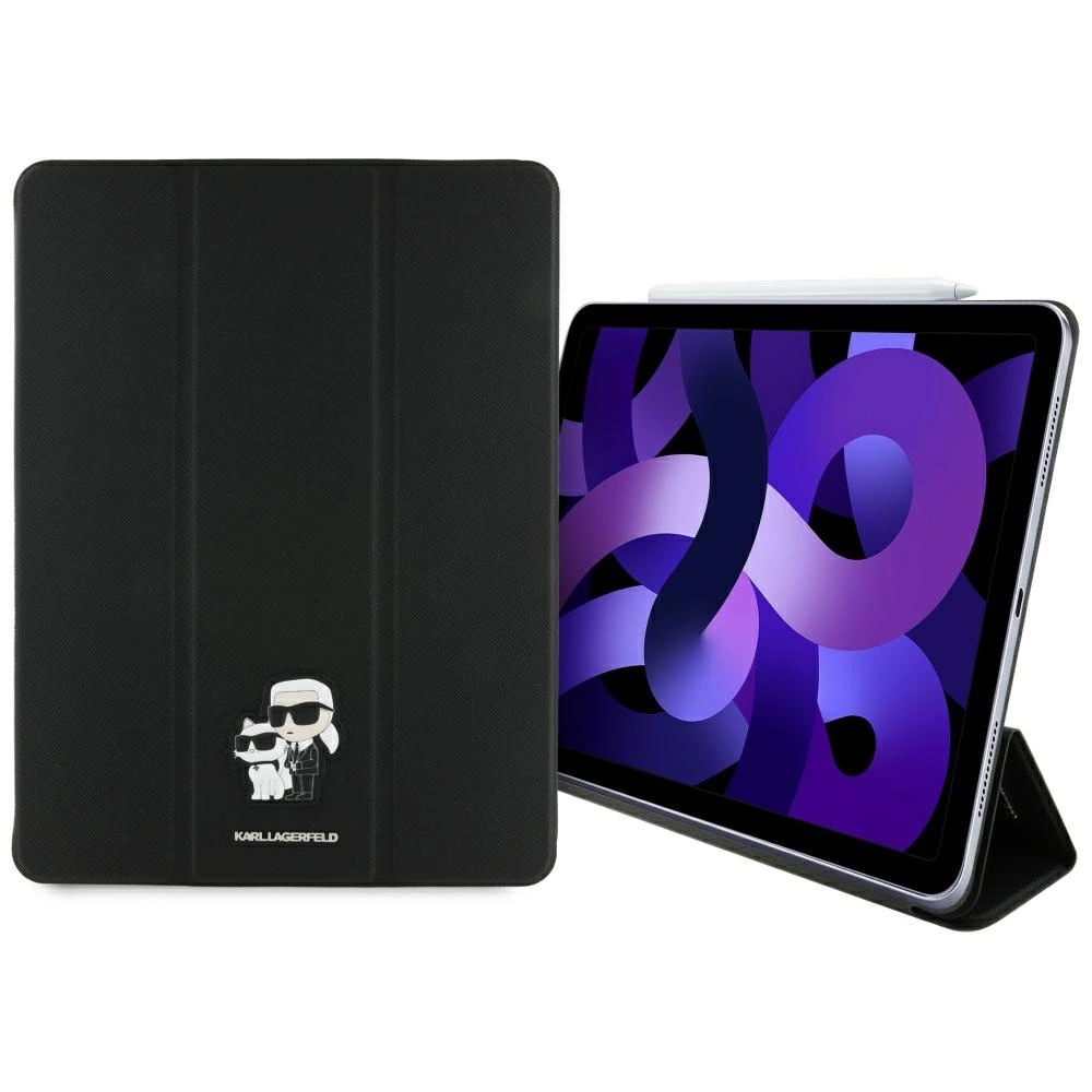 Karl Lagerfeld Saffiano Magnetic Karl & Choupette iPad Air 13" 2024 Book Cover Case - Blackeng