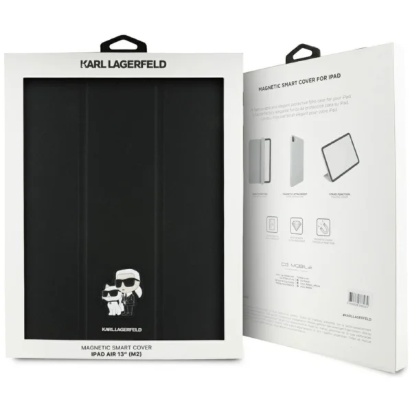 Karl Lagerfeld Saffiano Magnetic Karl & Choupette iPad Air 13" 2024 Book Cover Case - Blackeng